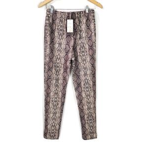 L Love Snake Pant Brown Snake Women's Sz S Python Animal Print Fall Trend New